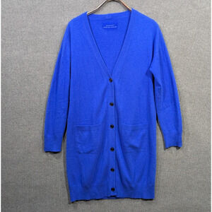 Musumusu Cardigan Sweater Womens Large Pure Cashmere Long Duster Pockets Button